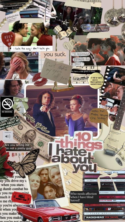 #10thingsihateaboutyou #ttihay #10tihay #romcom #movies #quotes #tv #aesthetics #music #90s #90saesthetic #2000s #heathledger #moviecollage #romance #collage Heath Ledger, Aesthetics Music, 90s Romance, Romcom Movies, Music 90s, Movie Collage, Baby Kiss, Movies Quotes, 90’s Aesthetic