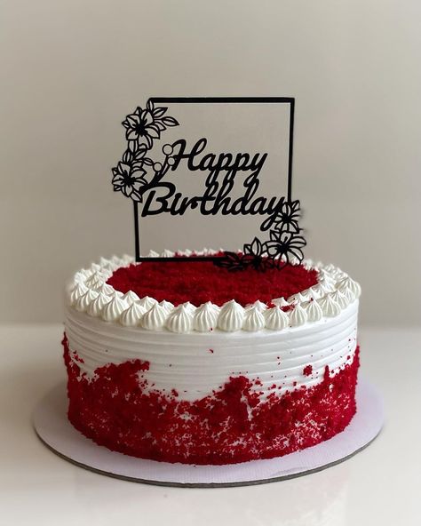 Simple Red Birthday Cake, Red Birthday Cake For Men, Red And White Birthday Cake, Redvelvet Cake Design, Birthday Cake Designs For Men, Red Cake Designs Birthday, White And Red Cake, Birthday Cake For Man, Red And White Cake