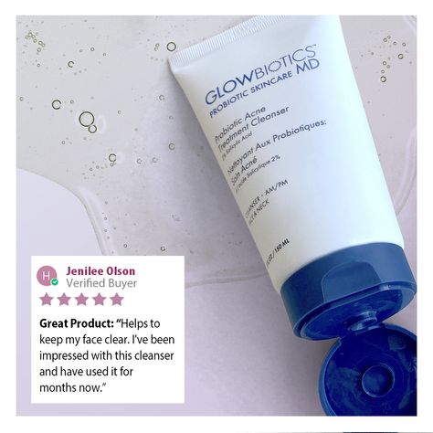 Fight acne breakouts at the source with this powerful probiotic and prebiotic acne cleanser formulated to soothe acne-plagued skin and eliminating acne-causing bacteria. This sulfate-free and paraben-free treatment gently removes dirt, makeup, and impurities. GLOWBIOTICS Acne Treatment Cleanser clears away excess oil without drying your skin. Probiotic And Prebiotic, Acne Cleanser, Congested Skin, Acne Cleansers, Combo Skin, Acne Breakout, Hormonal Acne, Healthy Glowing Skin, Unclog Pores