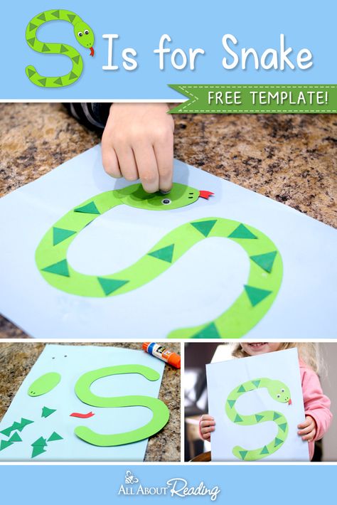 FREE craft template for preschoolers! Great for letter of the week! S is for Snake Letter S Craft, S Is For Snake, Kids Crafts Letters, Preschool Letter S, Letter S Crafts, Letter S Activities, Snake Craft, Preschool Letter Crafts, Snake Crafts