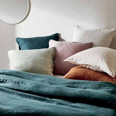 Teal Bed Pillows, Casaluna Dark Teal Bedding, Dark Teal Duvet Cover, Teal Linen Bedding, Deep Teal Bedding, Teal Blue Bed, Teal And Green Bedding, King Size Bed Duvet Covers, Teal Sheets Bedroom