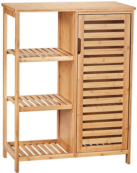 Amazon.com: VIAGDO Bathroom Storage Cabinets with Doors and 3 Side Shelves, Bamboo Floor Cabinet Utility Storage Shelves for Living Room, Bedroom, Hallway, Kitchen, Free Standing Storage Cabinet Furniture: Kitchen & Dining Bathroom Storage Cabinets, Bamboo Cabinets, Bathroom Storage Units, Side Shelves, Freestanding Bathroom Cabinet, Bamboo Shelf, Desain Furnitur Modern, Bathroom Floor Cabinets, Bamboo Bathroom