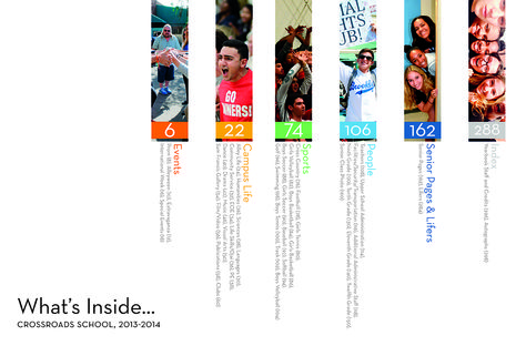 Crossroads School / Front Endsheet / Table of Contents spread Yearbook Table Of Contents Ideas, Yearbook Table Of Contents, Newspaper Ideas, Table Of Contents Design, Catalog Design Layout, Yearbook Spreads, Nigerian Outfits, Yearbook Layouts, Yearbook Themes