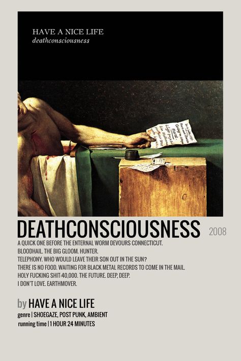 Deathconsciousness Poster, Logos, Deathconsciousness Have A Nice Life, Have A Nice Life Wallpaper, Deathconsciousness Wallpaper, Have A Nice Life Poster, Have A Nice Life Deathconsciousness, Radiohead Albums, Minimalist Album Poster