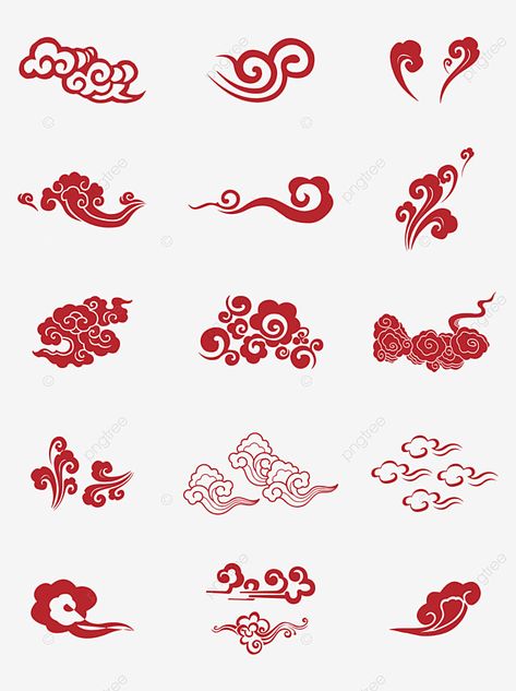 Chinese Vector Art, Red Clouds Tattoo, Red Clouds Painting, Chinese Elements Design, Chinese Design Pattern, Chinese Art Tattoo, China Graphic Design, Japanese Patterns Traditional, Chinese Cloud Pattern