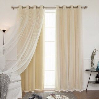 Beige Sheer Curtains, Living Pequeños, Blackout Panels, Tulle Curtains, Decoracion Living, Set Bed, Custom Drapes, White Curtains, Livingroom Layout