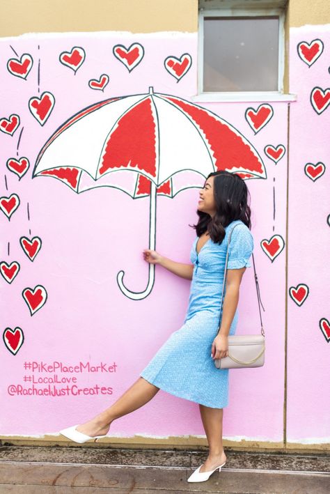 Retail Selfie Wall Ideas, Valentine’s Day Event Ideas, Interactive Murals, Seattle Instagram, Instagramable Places, Seni Mural, Pike Place Market Seattle, Selfie Wall, Instagram Wall
