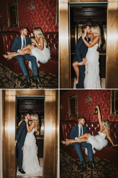 Hotel Lobby Pictures, Hotel Wedding Photoshoot Ideas, Hotel Couple Pictures Photo Ideas, New Years Eve Engagement Photos, Engagement Pictures Hotel, 1950s Wedding Photos, Still Married Photoshoot, Boujee Engagement Photos, Plaza Hotel Engagement Photos