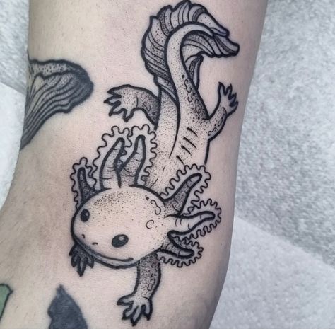 Dragon Tattoo Black And Grey, Axolotl Tattoo, Arte Hippy, Bold Illustration, Optical Illusion Tattoos, Illusion Tattoos, Wrist Tattoo Designs, Mystical Tattoos, Cute Axolotl