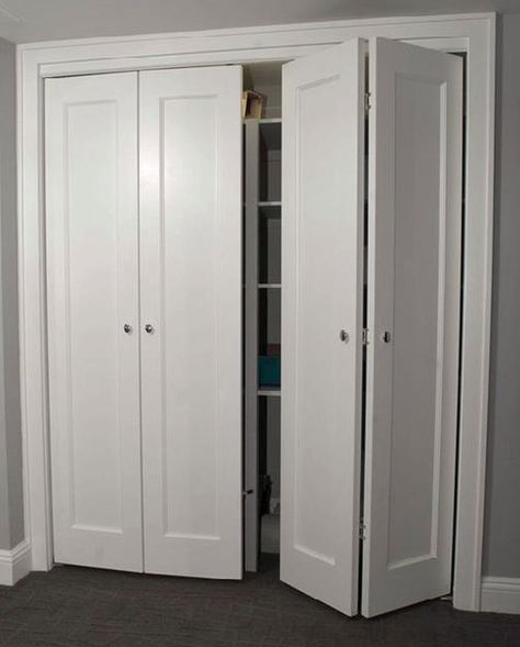 Apartment Closet Doors, Closet Door Alternative, Bifold Doors Makeover, Modern Closet Doors, Door Alternatives, Folding Closet Doors, Bedroom Closet Doors, Door Makeover Diy, Armoire Dressing