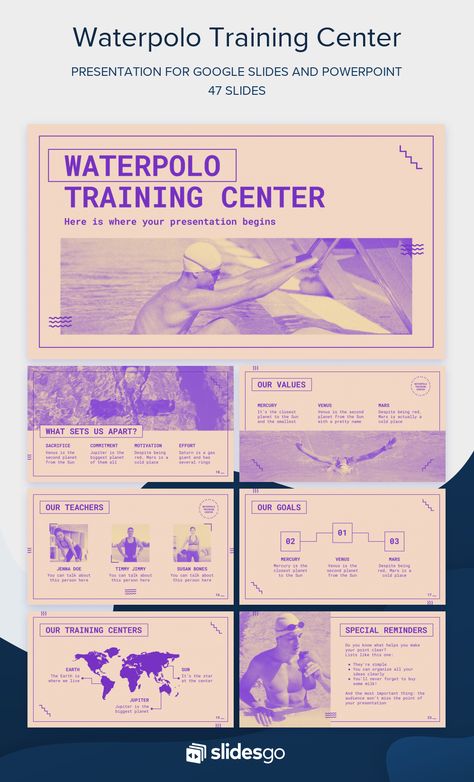 Waterpolo Training Center Slide Themes Aesthetic, Canva Theme Ideas, Google Slides Design, Graphic Design Presentation, Aesthetic Presentation, Mẫu Power Point, Design Slide, Presentation Slides Design, Templates Powerpoint