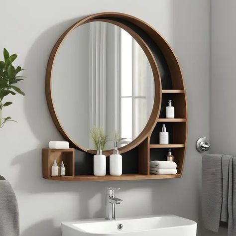 Bathroom Mirrors With Storage: 9 Stylish & Functional Ideas 9 Storage Around Bathroom Mirror, Bedroom Vanity Storage, Diy Bathroom Mirror With Storage, Small Bathroom Wall Mirror, Bathroom Shelves Ideas The Wall, Large Bathroom Mirror With Storage, Round Bathroom Mirror With Storage, Bathroom Modern Storage, Basin Mirror With Storage