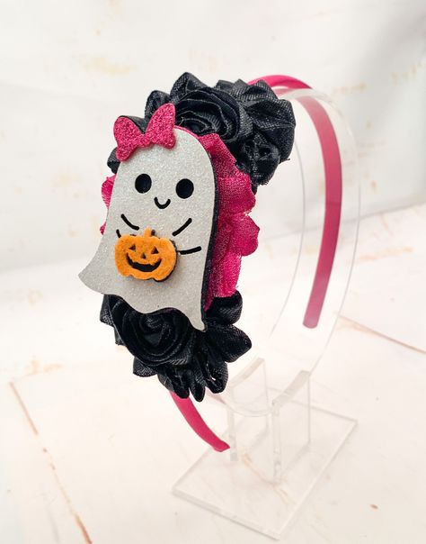 Excited to share this item from my #etsy shop: Halloween Headband, Halloween Ghost Headband, Hot Pink & Black Ghost Headband, Ghost and Pumpkin Headband Diy Halloween Headbands, Ghost Headband, Pumpkin Headband, Halloween Headbands, Shabby Chic Headbands, Halloween Hair Clips, Black Ghost, Chic Headband, Halloween Headband