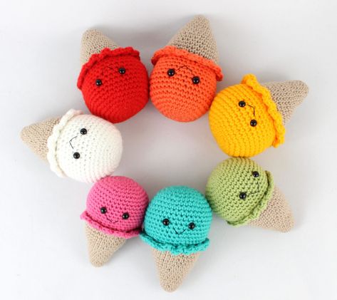 Cute Crochet Patterns Free Amigurumi, Crochet Mini Animals, Crochet No Sew Amigurumi, Mini Ice Cream, Best Crochet Patterns, Crochet Cat Toys, Quick Crochet Patterns, Crochet Toys Free, Crochet Patron