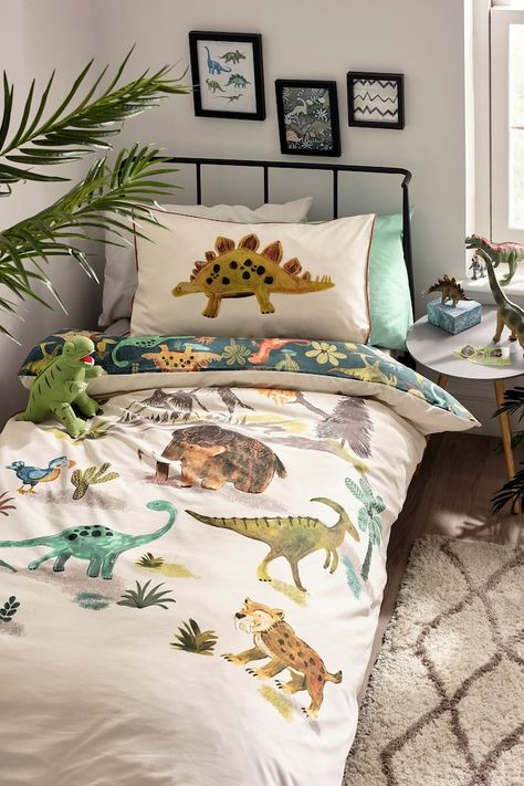 Natural Kids Prehistoric Dinosaurs And Friends Reversible Duvet Cover And Pillowcase Set Dinosaur Toddler Room, Boys Dinosaur Bedroom, Dinosaur Boys Room, Dinosaur Kids Room, Dinosaur Room Decor, Toddler Boy Room Decor, Dinosaur Bedroom, Dinosaur Room, Prehistoric Dinosaurs