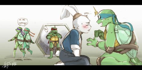 Leo X Usagi Tmnt, Usagi Tmnt, Leo X Usagi, Miyamoto Usagi, Yuichi Usagi, Tmnt 2003, Tmnt Mikey, Leonardo Tmnt, Listen To Me