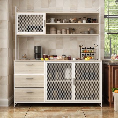 Latitude Run® Lackowski 68.5'' Kitchen Pantry & Reviews | Wayfair Makeshift Pantry, Coffee Bar With Storage, Kitchen Without Cabinets, Stand Alone Kitchen Pantry, Tall Kitchen Storage, Kitchen Storage Furniture, Bar Sideboard, Kitchen Counter Cabinet, Small Kitchen Pantry