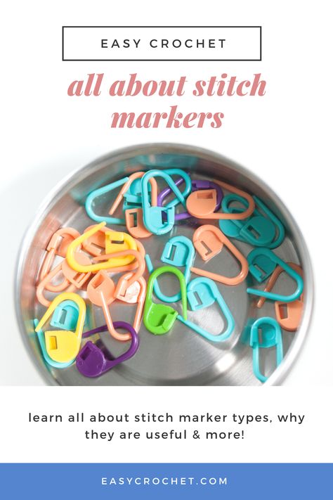 How To Use Stitch Markers In Crochet, Stitch Markers Diy, Crochet Help, Stitch Markers Crochet, Crochet Markers, Crochet Tips And Tricks, Crotchet Stitches, Crochet Stitch Markers, Crochet Tools