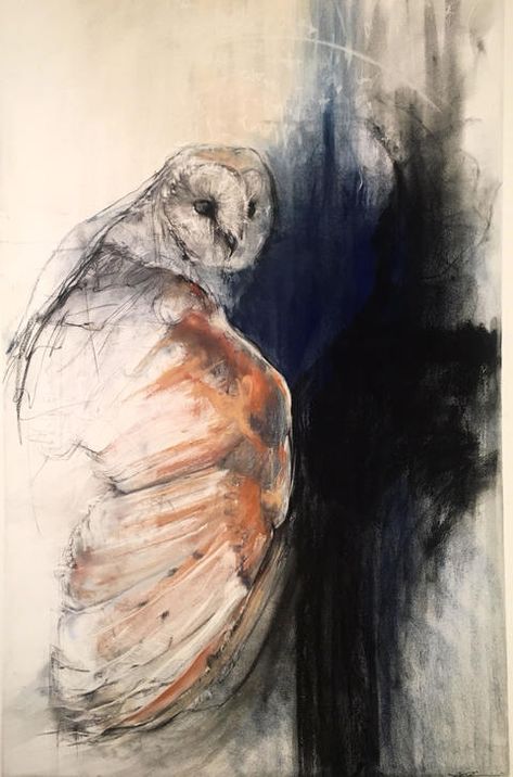 april coppini DotSwift and Silent Charcoal and pastel on paper 39" X 26" Abstract Owl Painting, Feathers Drawing, Contemporary Wildlife Art, Abstract Owl, Cute Monsters Drawings, Pastel Artwork, Ap Art, A Level Art, Art Practice