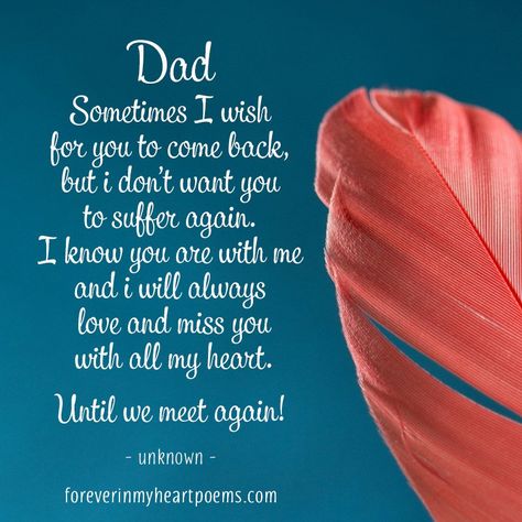 Dad, sometimes I wish for you to come back, but I don't want you to suffer again. I know you are with me and I will always love and miss you with all my heart. Until we meet again! Widow Warriors, Missing Mom Quotes, Miss You Mom Quotes, Mom In Heaven Quotes, Mom I Miss You, Missing Mom, Mom Quotes From Daughter, I Miss My Mom, Remembering Mom