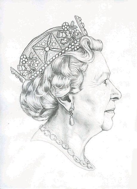 telegraph:  A sketch of Queen Elizabeth II by Royal Mint artist Jody Clark that will be used on British coins Drawing Queen Elizabeth, Queen Elizabeth Ii Tattoo, Queen Elizabeth Ii Painting, Queen Elizabeth Ii Illustration, Queen Elizabeth Illustration, Queen Elizabeth Sketch, Queen Elizabeth Tattoo, Queen Elizabeth Ii Drawing, Queen Elizabeth Drawing