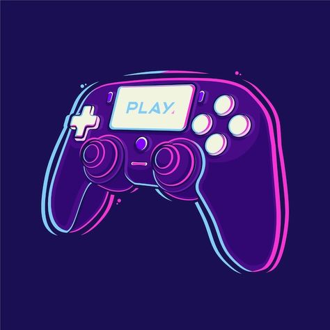 Playstation stick controller cartoon ill... | Premium Vector #Freepik #vector #xbox-controller #joystick #controller #gaming-controller Cricut Expression Projects, Gaming Lounge, Game Stick, Arte Alien, Cricut Expression, Xbox Controller, Gaming Console, Cartoon Illustration, Android Wallpaper