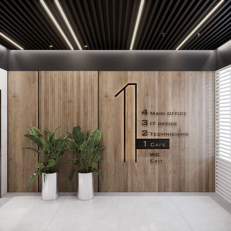 OFFICE «TENET» on Behance Kos, Gotha, Office Lobby Interior Design Entrance, Lift Lobby Interior Design, Elevator Lobby Design Apartments, Lobby Decor Ideas, Office Entrance Lobby, Building Lobby Design, Lobby Signage