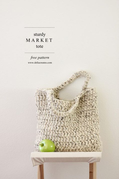 Yarn Tote Bag, Bulky Yarn Crochet, Chunky Yarn Crochet, Yarn Tote, Tote Bag Pattern Free, Crochet Mobile, Quick Crochet Patterns, Crochet Bag Pattern Free, Crochet Market Bag