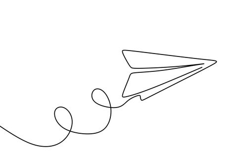 Simple Continuous Line Drawing, Paperplanes Drawing, Line Drawing Doodles, Single Line Art Tattoo, One Line Picture, One Line Doodles, Plane Line Art, One Line Drawing Tattoo, Continuous Line Drawing Simple