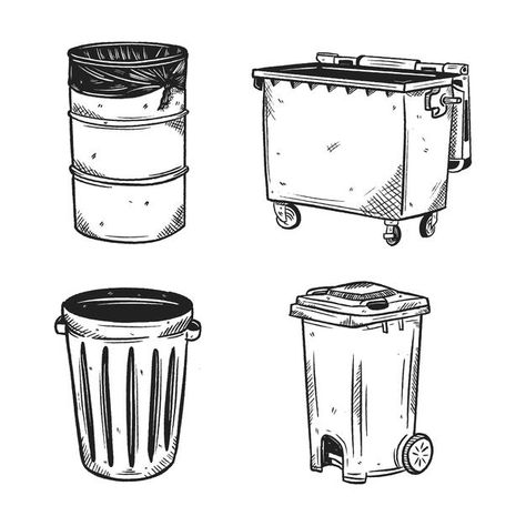 Croquis, Patchwork, Trash Can Drawing Sketch, Dumpster Tattoo, Garbage Can Drawing, Trash Bin Drawing, Trash Can Tattoo, Dustbin Drawing, Dumpster Drawing