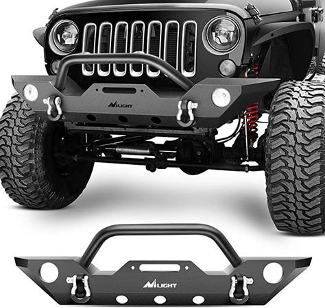 Amazon.com: Nilight Front Bumper Compatible for 07-18 Jeep Wrangler JK Rock Crawler Off Roadwith With Fog Lights Hole, Winch Plate & 2 x D-rings, Upgraded Textured Black,2 years Warranty: Automotive Jeep Rims And Tires, Jeep Wrangler Upgrades, Jeep Wrangler Front Bumper, Jeep Wrangler Bumpers, Jeep Front Bumpers, Jeep Rims, Jeep Wrangler Parts, Jeep Wrangler Girl, Lifted Jeep Wrangler