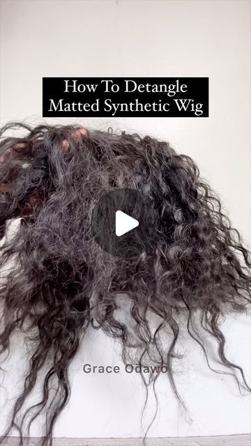 G R A C E on Instagram: "How to revive matted synthetic wig with water and leave-in conditioner. Full video is on my YouTube channel- Grace Odawo LinkinBio
#syntheticwigs #wigrevamp #oldwigtransformation #definecurls #wetlookhair" How To Revive Synthetic Wig, Diy Synthetic Wig Conditioner, How To Style Synthetic Wigs Curls, Water Curls Wig, How To Put On A Wig, How To Make A Wig, How To Style A Wig, Diy Hair Wig, Diy Curls