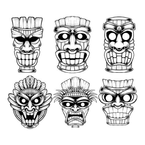 Crash Bandicoot Tiki Mask, Tiki Mask Template, Tiki Mask Tattoo, Tiki Maske, Monster Masks, Tiki Design, Tiki Masks, Easter Island Statues, Tiki Statues