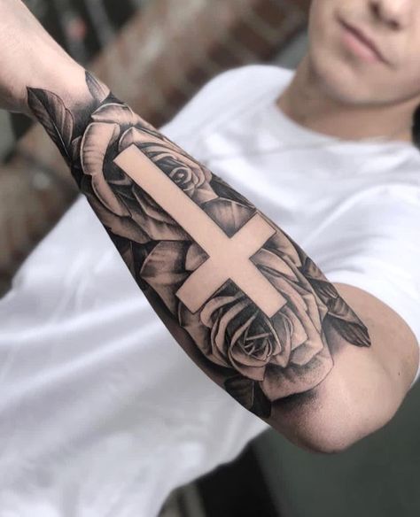 🔱 Tattoos For Mens 🔱 on Instagram: “Artist⃗ @ninov.tattoo ———————————————————— Check Out And Follow 🔥 @ninov.tattoo 🔥 @ninov.tattoo 🔥 🔥 @ninov.tattoo 🔥 @ninov.tattoo…” Cross Necklace Tattoo, Maltese Cross Tattoos, Tato Lengan Bawah, Religous Tattoo, Crucifix Tattoo, Cross Tattoo Meaning, Font Tato, Tato Salib, Tato Suku