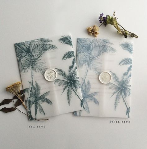 Tropical Vellum Wedding Invitations, Tropical Glam Wedding Invitations, Hawaii Wedding Invites, Surf Wedding Invitations, Jungle Wedding Invitations, Emerald Beach Wedding, Wedding Invitation Tropical, Boho Beach Wedding Invitations, Tropical Wedding Stationery