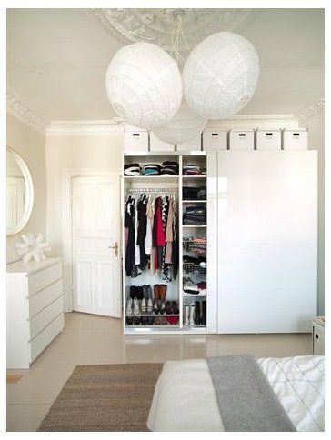 #above #wardrobe #storage #ideas #abovewardrobestorageideas Organisation, Wardrobe Storage Boxes, White Storage Box, Grey Bedroom With Pop Of Color, Wardrobe Boxes, Cosy Decor, Storage Hacks Diy, Wardrobe Bed, Room Organization Bedroom