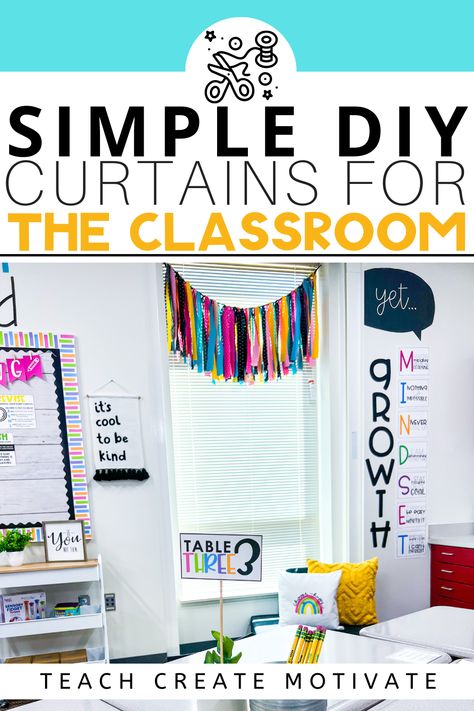 First Grade Themes, Diy Blackout Curtains, Classroom Curtains, Canvas Curtains, Curtain Alternatives, How To Make A Chandelier, Simple Window Treatments, Classroom Window, Old Basement