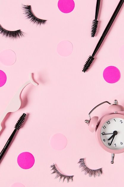 Pastel, Eyelashes, Layout, Pastel Pink Background, Creative Layout, Pink Background, Premium Photo, Pastel Pink, Make Up
