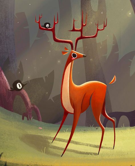 Deer Tumblr, Deer Fanart, Deer Art Illustration, Deer Character Design, Deer Animation, Side Scroller, Deer Cartoon, Deer Graphic, Funny Deer