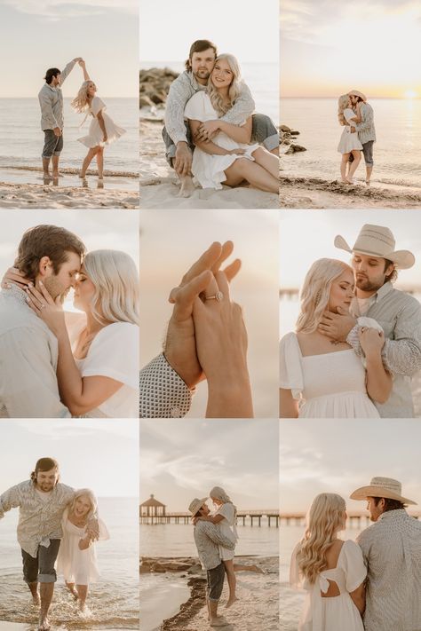 Beach Photo Session Outfits, Beach Wedding Anniversary Photoshoot, Beach Couple Poses Romantic, Scripps Pier Photoshoot, Wedding Anniversary Beach Photoshoot, Beach Theme Engagement Photos, Beach Pictures Poses For Couples, Golden Hour Engagement Pictures Beach, Couple Shoot At Beach
