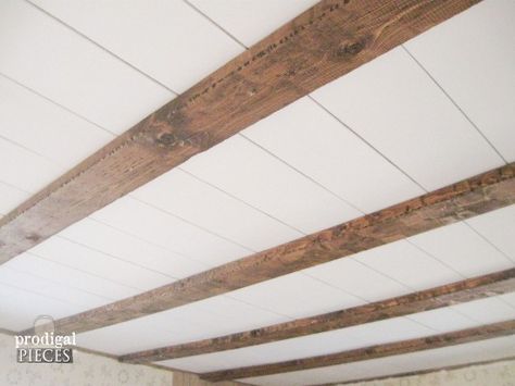 DIY Faux Farmhouse Barn Beam Ceiling by Prodigal Pieces www.prodigalpieces.com #prodigalpieces Design Seed, Covering Popcorn Ceiling, Beam Ceiling, Farmhouse Ceiling, French Farmhouse Style, Farmhouse Style Bedrooms, Faux Beams, Popcorn Ceiling, Plafond Design