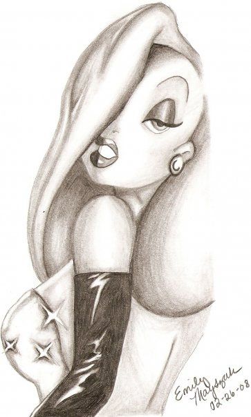 How To Draw Jessica Rabbit Step By Step, Betty Boop And Jessica Rabbit, Jessica Rabbit Sketch, Jessica Rabbit Painting, Jessica Rabbit Drawing, Jessica Rabbit Art, Jessica Rabbit Tattoo, Rabbit Drawing Easy, Jessica Rabbit Dress