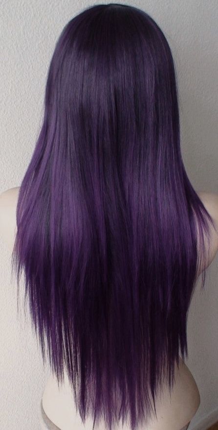 Pale Skin Purple Hair, Purple Hair With Light Purple Highlights, Dark Violet Hair Color Deep Purple, Mal Descendants Hair, Purple Hair Shoulder Length, Purple Dye On Brown Hair, Under Hair Dye Brunette, Dark Purple Hair With Highlights, Cool Toned Purple Hair