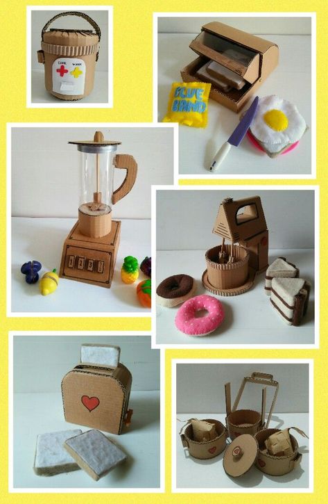 Things To Make Out Of Cardboard, Cardboard Kitchen, Diy Cardboard Toys, Diy Karton, Cardboard Play, Cardboard Crafts Kids, Cardboard Crafts Diy, Cardboard Box Crafts, Cardboard Toys