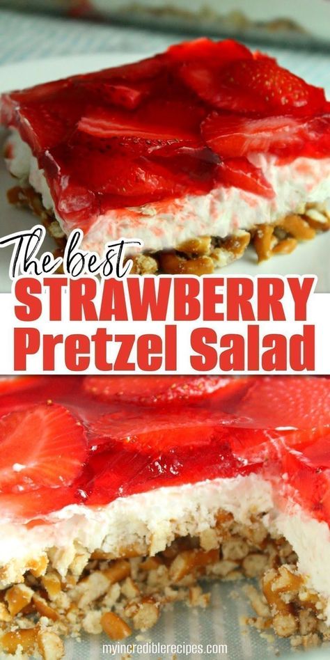 Pretzel Salad Recipe, Strawberry Pretzel Salad Recipe, Strawberry Pretzel Salad, Strawberry Pretzel, Pretzel Salad, Potluck Dishes, Favorite Dessert, Desserts For A Crowd, Dessert Sauces