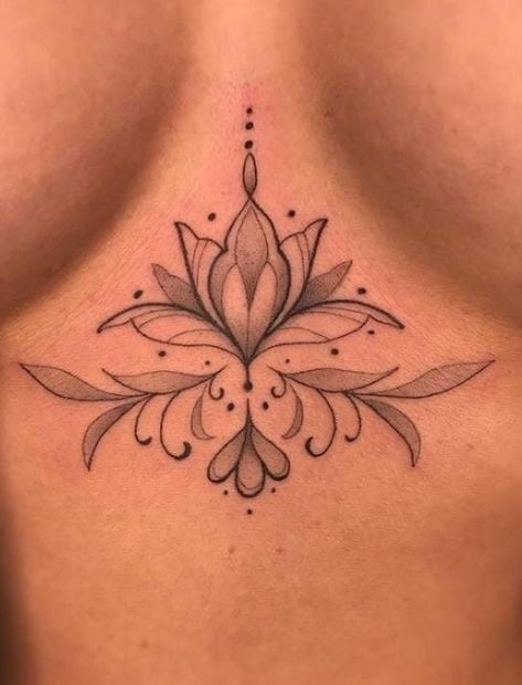 Bodypainting, Chest Sternum Tattoo Female, Underboob Tattoos For Women Unique, Tattoo In Between Chest Woman, Middle Of Chest Tattoo Female, Sternum Tatoo, Small First Tattoos, Chest Tattoo Girl, Sternum Tattoo Design