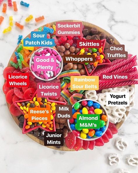 Sleepover Food Snacks, Movie Night Candy, Movie Night Snack Board, Candy Platter, Candy Charcuterie Board, Candy Charcuterie, Sleepover Snacks, Movie Night Food, Kreative Snacks