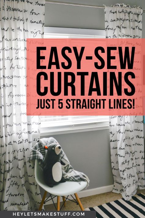 Sewing Simple Curtains, Diy Sewing Curtains, Simple Curtain Pattern, Bedroom Curtain Patterns, How To Sew Simple Curtains, Curtains How To Make, Diy Easy Curtains, Sew Curtains For Beginners Diy, Sewing Curtains With Lining