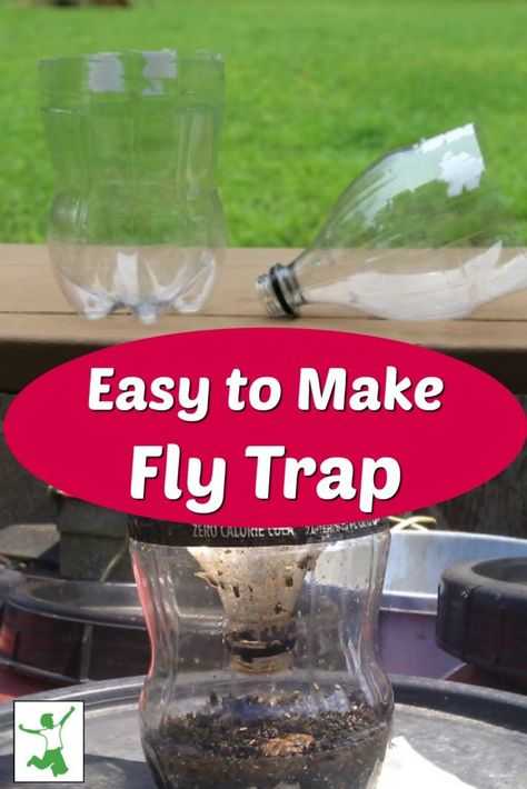 Quick and Easy Homemade Fly Trap (really works!) - Healthy Home Santos, Water Bottle Fly Trap, Diy Fly Trap Outdoor, How To Catch Flies, Horse Fly Trap, House Fly Traps, Flies Trap Diy, Homemade Fly Traps, Diy Fly Trap