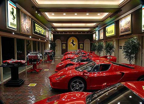 Indoor Ferrari Collector's Garage | by ExoticsAndLuxury Luxe Auto's, Garage Pictures, Wallpaper Luxury, Cool Garages, Ultimate Garage, Luxury Garage, Houses In France, Dream Car Garage, Fotografi Kota